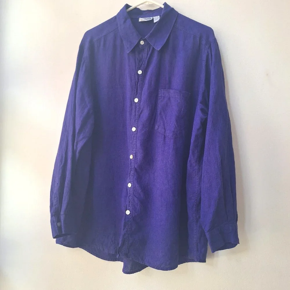 VTG CHICO'S DESIGN Purple Linen Shirt - Picture 1 of 5